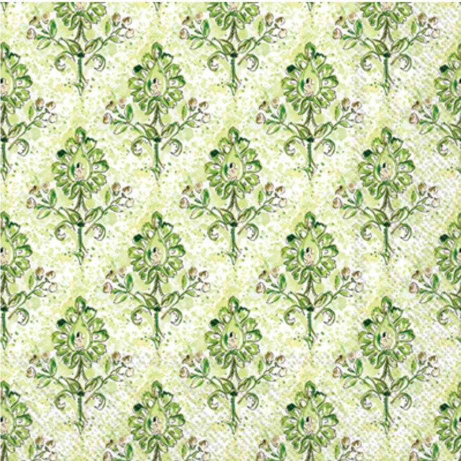 Green Flower Medallion Luncheon Size Napkins