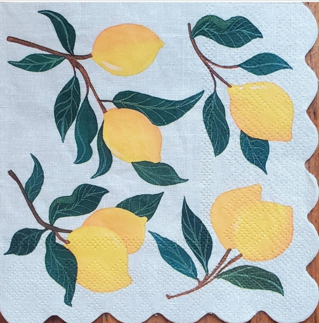 Lemon Burlap Cocktail Size Napkins whitefoxfinds
