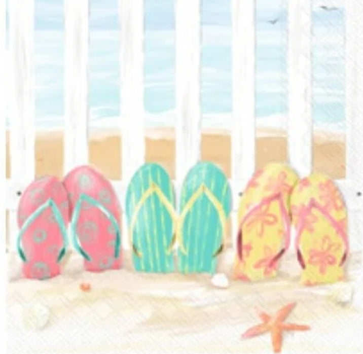 Beach Flip Flops Cocktail Size Napkins