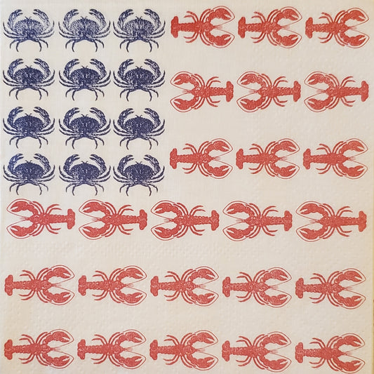 Patriotic Crab & Lobster Cocktail Size Napkins