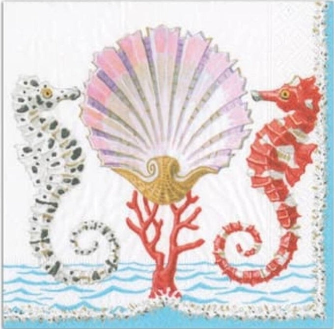 Seahorse & Shell Luncheon Size Napkins