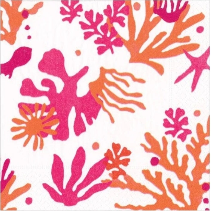 Red & Pink Coral Cocktail Size Napkins