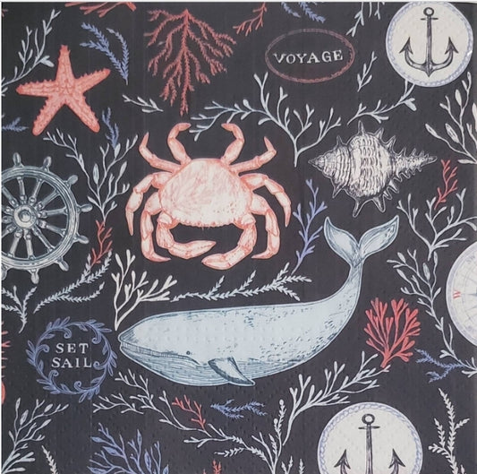 Crab & Whale Luncheon Size Napkins