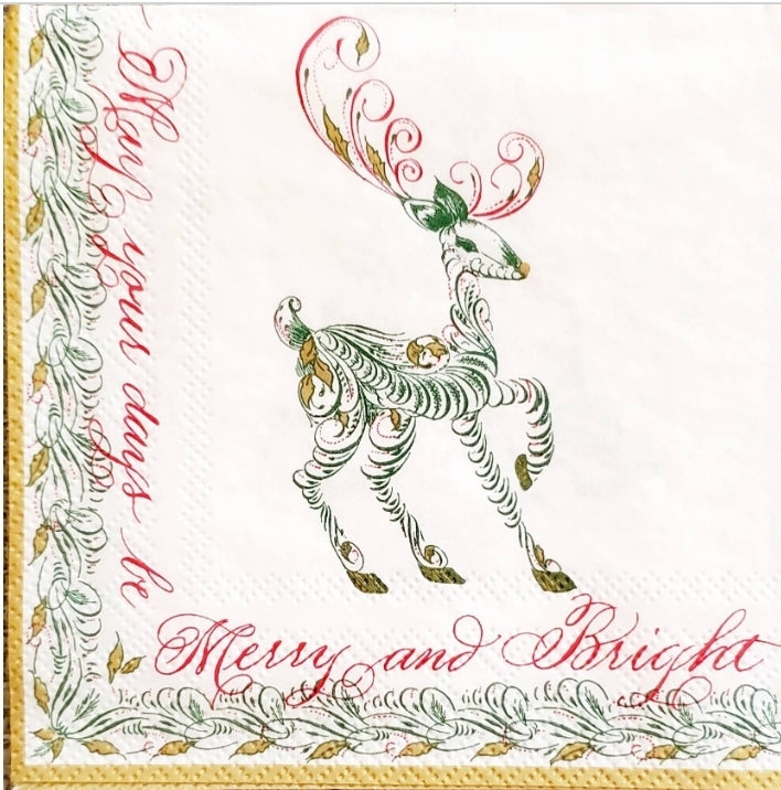 Reindeer & Christmas Tree Cocktail Size Napkins