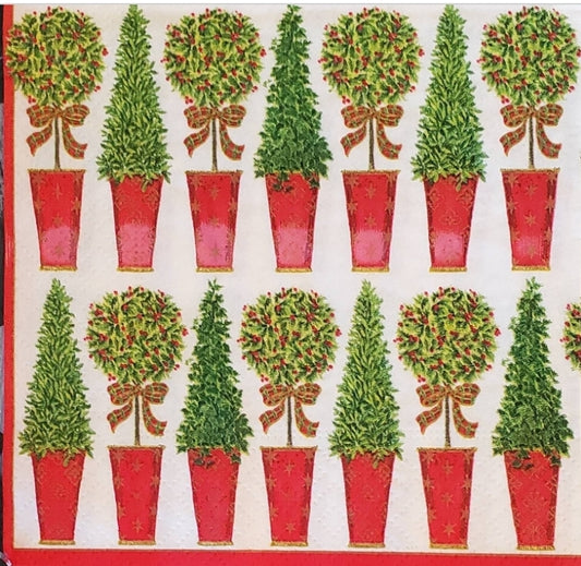 Christmas Topiary Cocktail Size Napkins