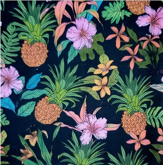 Tropical Pineapple & Hibiscus Flowers Size Napkins