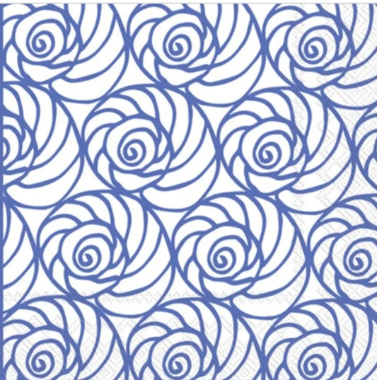 Blue & White Nautilus Shell Cocktail Size Napkins