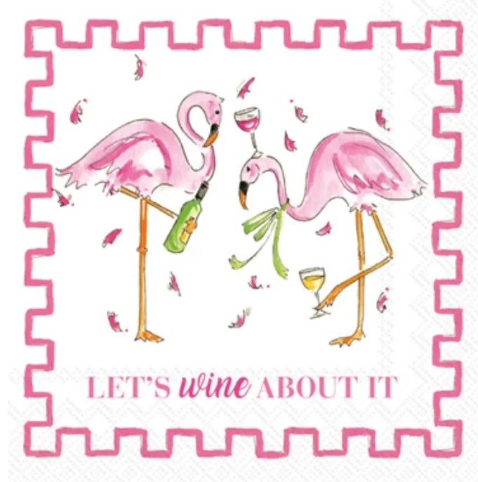 Flamingo & Wine Cocktail Size Napkins