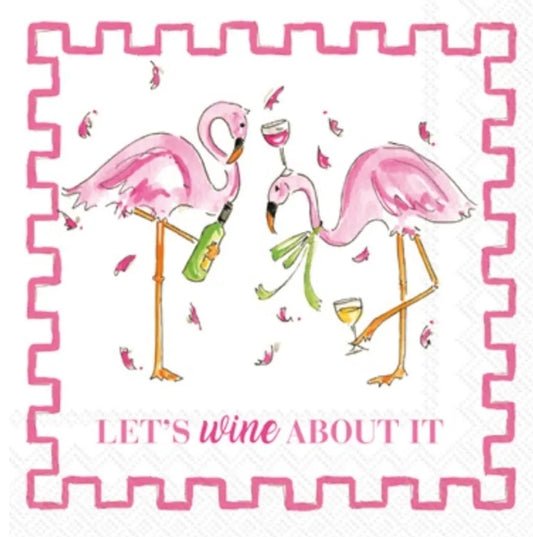 Flamingo & Wine Cocktail Size Napkins