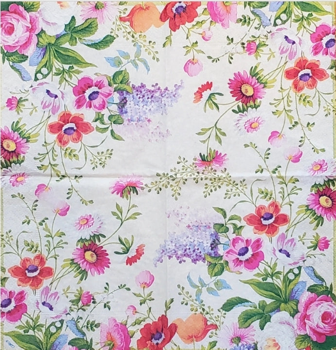 Pink Rose & Lilac Garden Cocktail Size Napkins