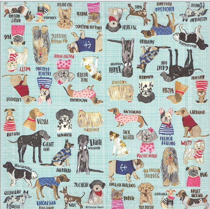 Dog Breeds Cocktail Size Napkins