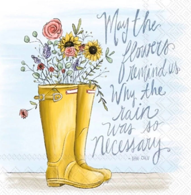 Rainboots with Flowers Cocktail Size Napkins