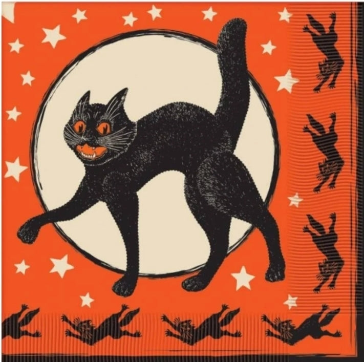 Vintage Black Cat Luncheon Size Napkins