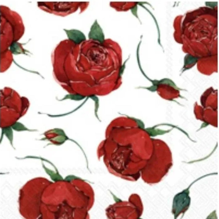 Red Roses Cocktail Size Napkins