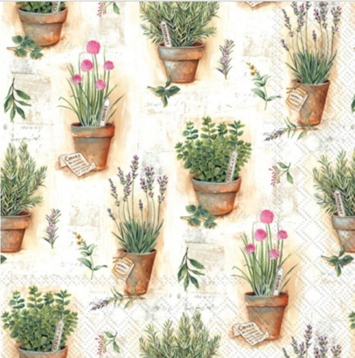 Herb Pots Cocktail Size Napkins