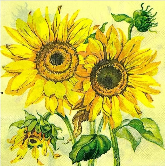 Sunflower Retro Luncheon Size Napkins