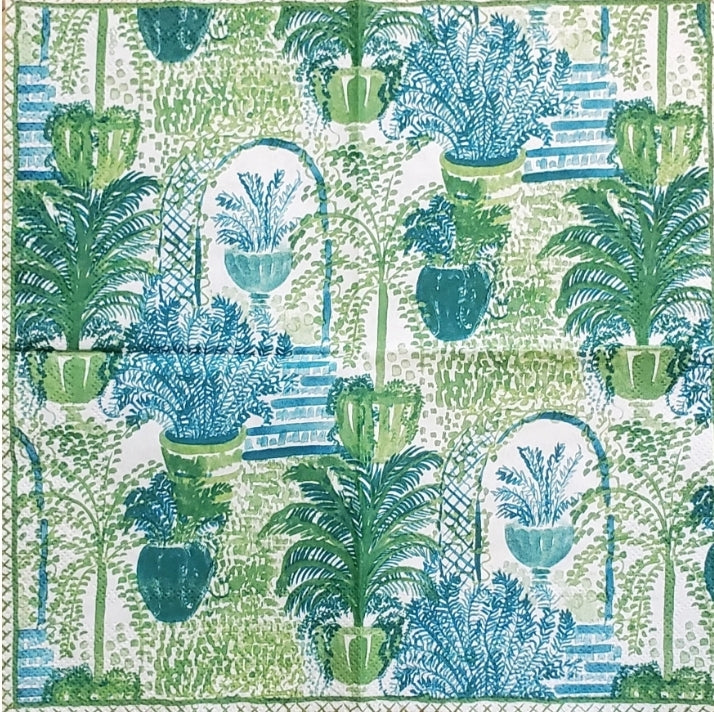 Garden of Potted Palm Cocktail Size Napkins