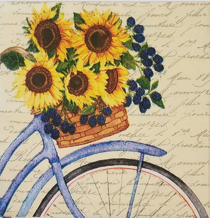 Bike & Sunflowers Cocktail Size Napkins