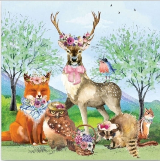 Forest Animals Spring Party Luncheon Size Napkins