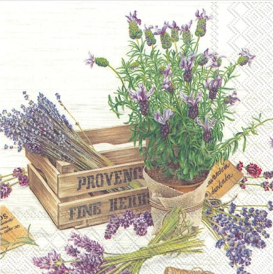 Lavender Pots & Garden Luncheon Size Napkins