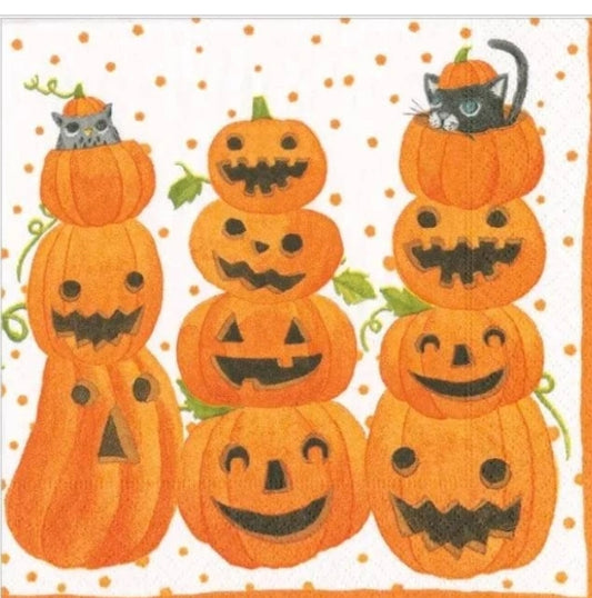 Cats in Jack O Lantern Luncheon Size Napkins