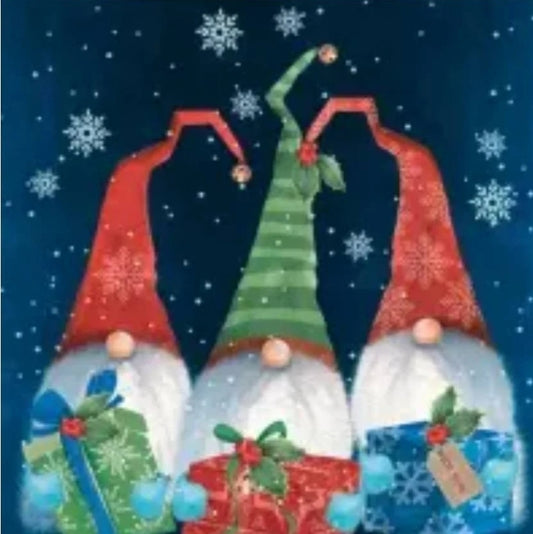 Christmas Gnome Trio Luncheon Size Napkins