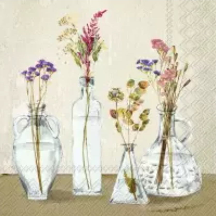 Flowers in Vases Luncheon Size Napkins