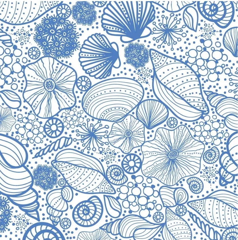 Blue White Sea Shells Luncheon Size Napkins