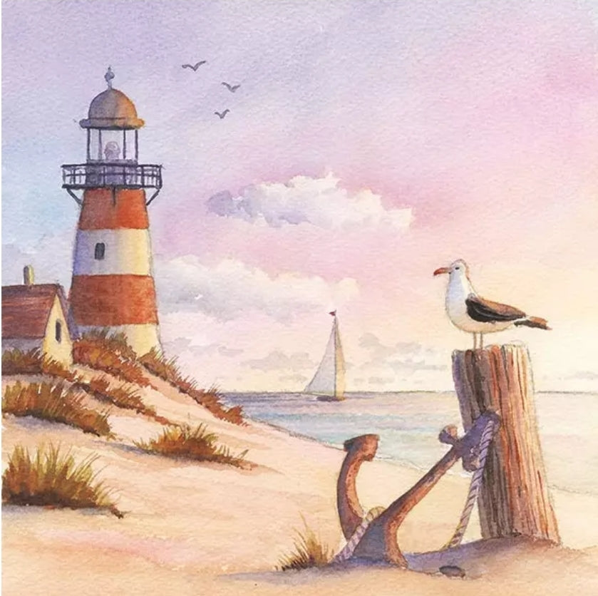 Lighthouse Sunset Luncheon Size Napkins