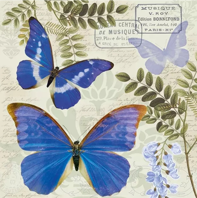 Blue Butterfly Luncheon Size Napkins