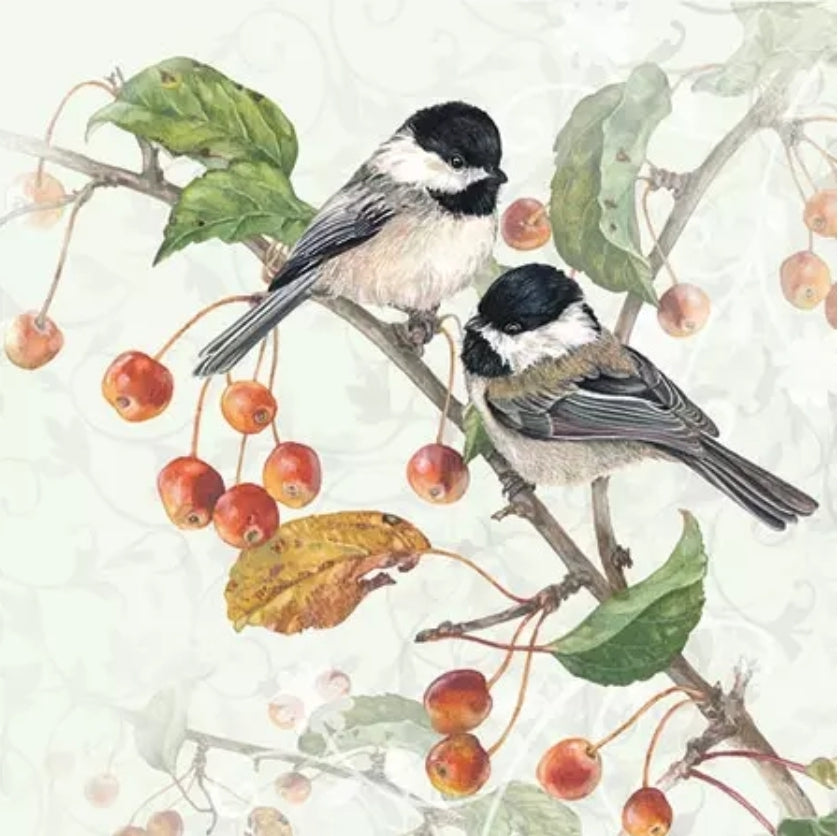 Chickadee Birds Cocktail Size Napkins