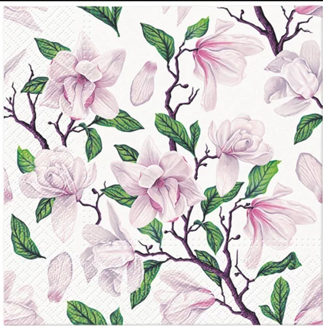 Magnolia Flowers Luncheon Size Napkins