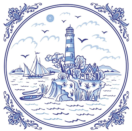 Blue & White Lighthouse Cocktail Size Napkins