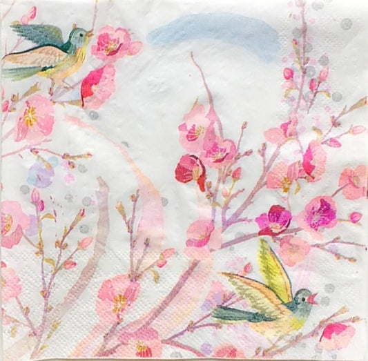 Birds in Blossoms Luncheon Size Napkins