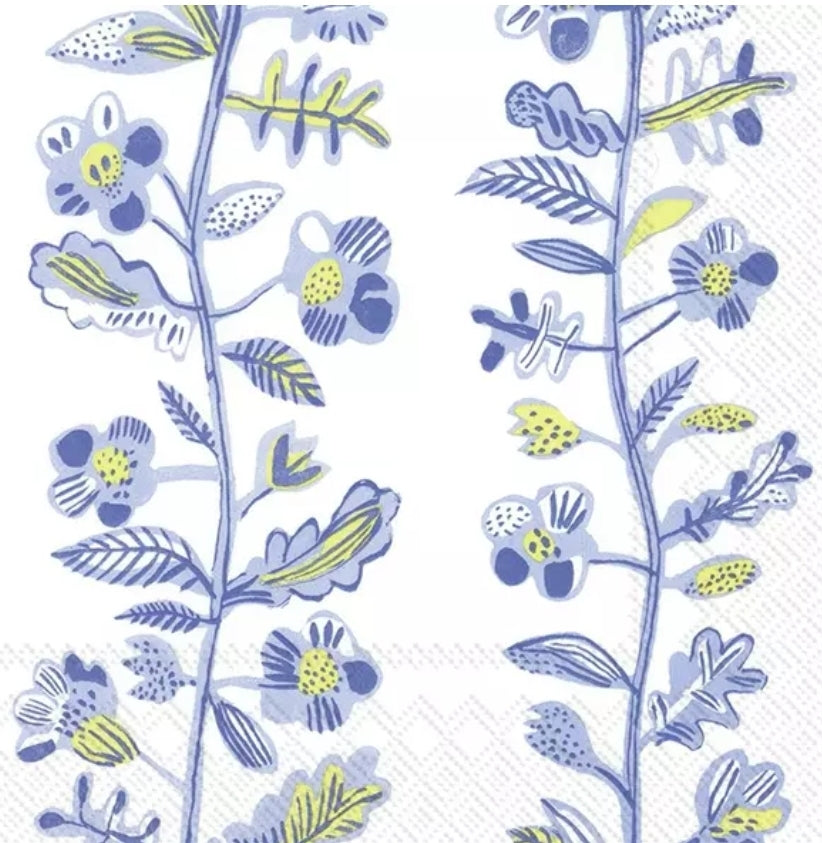 Blue & White Flowers Luncheon Size Napkins