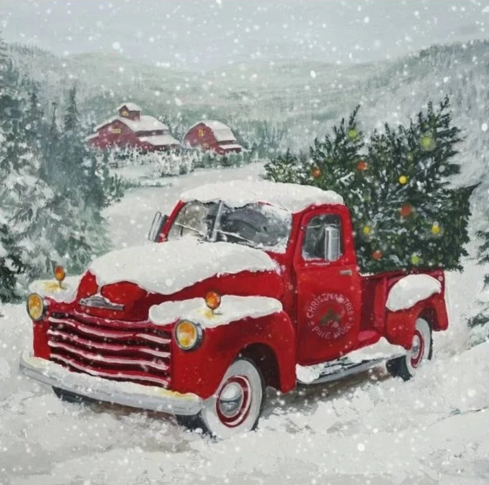 Truck in Snow Cocktail Size Napkins