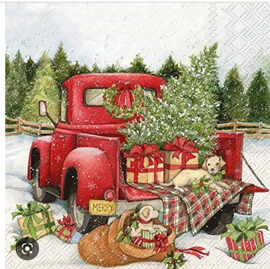 Christmas Truck Cocktail Size Napkins