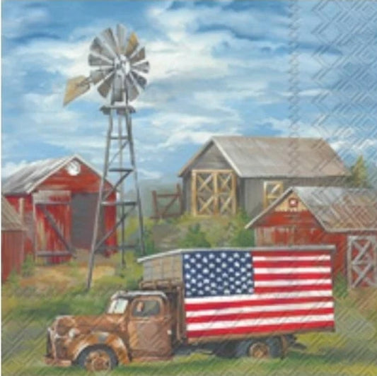 Patriotic Truck Cocktail Size Napkins