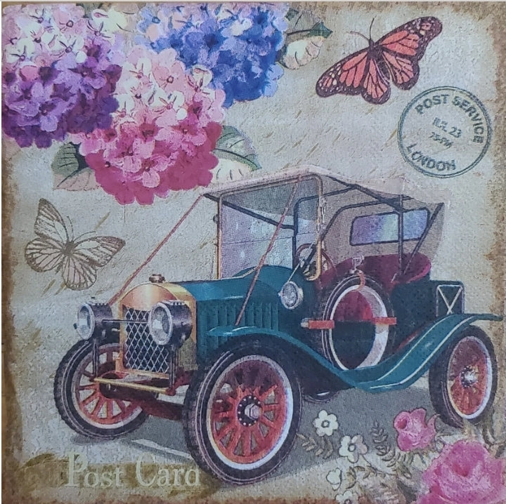 Vintage Car Luncheon Size Napkins