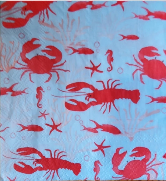 Crab & Lobster Cocktail Size Napkins