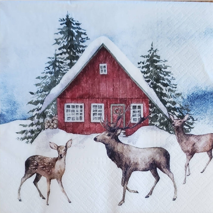 Deer at the Cabin Luncheon Size Napkins