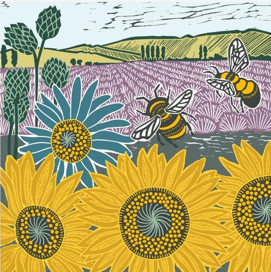 Sunflower and Lavender Bee Cocktail Size Napkins