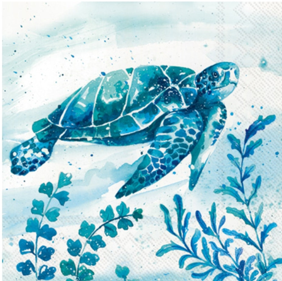 Turtle Watercolor Cocktail Size Napkins