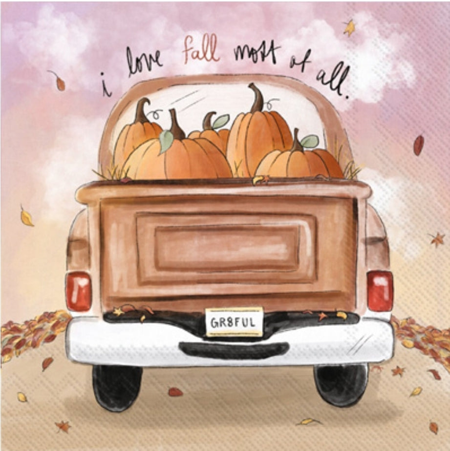 Grateful Pumpkin Truck Cocktail Size Napkins