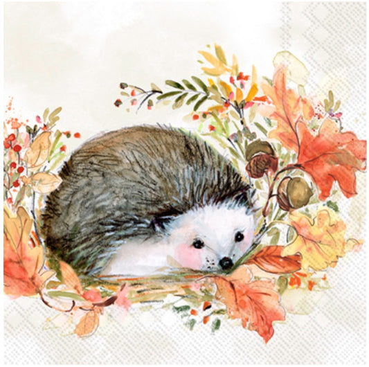 Fall Hedgehog Cocktail Size Napkins