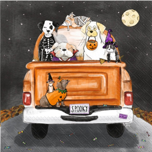 Halloween Dog Ride Cocktail Size Napkins