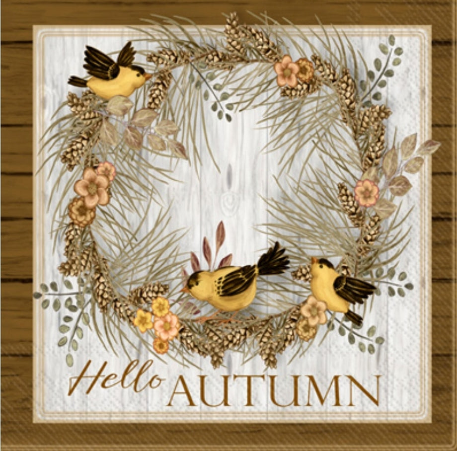 Happy Autumn Wreath Cocktail Size Napkins