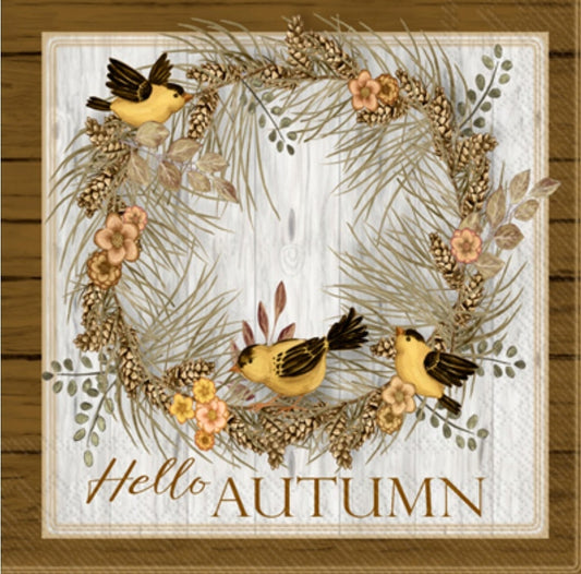 Happy Autumn Wreath Cocktail Size Napkins