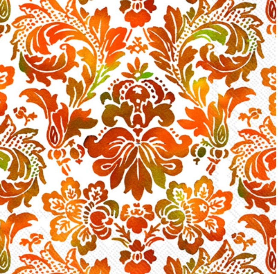 Bright Fall Damask Cocktail Size Napkins