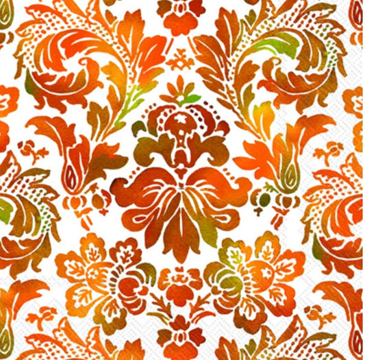 Bright Fall Damask Cocktail Size Napkins